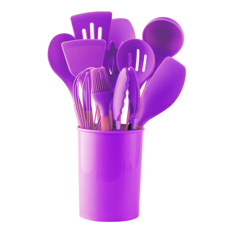 Wooden Handle Silicone Kitchenware Cooking Spatula Set