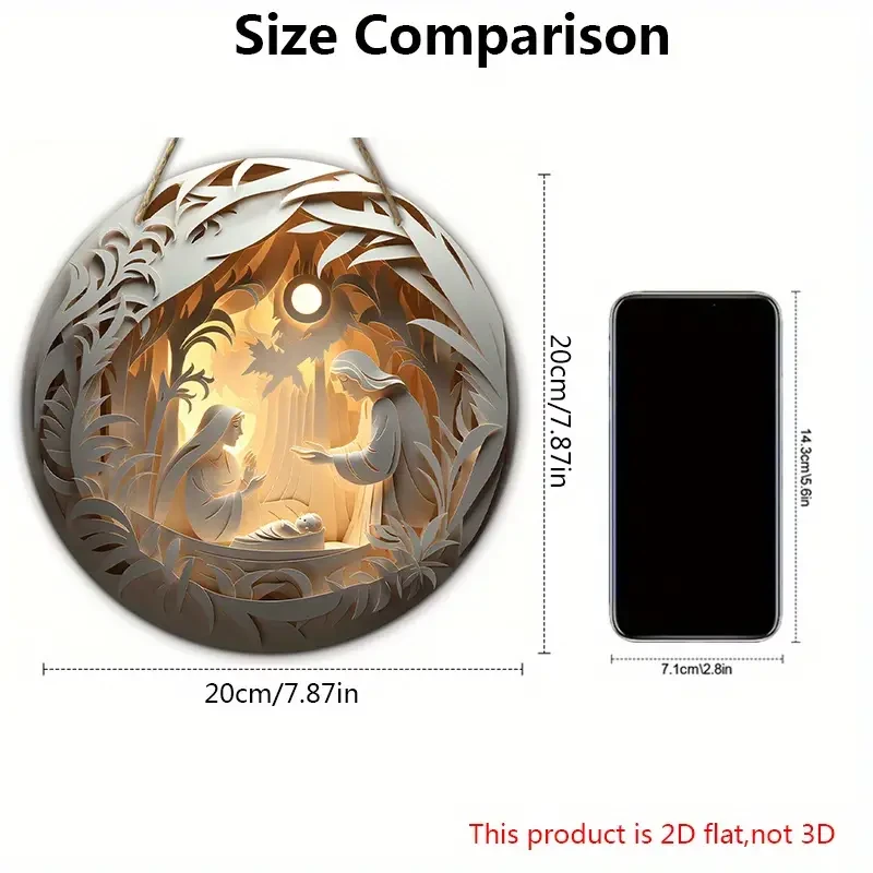 2D Relief Jesus Birth Family Round Wall Hanging Decor