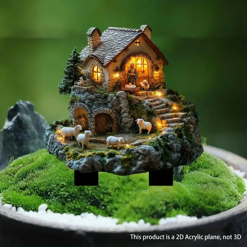 Classic Nativity Scene Acrylic Garden Sign 29.97cm x 22.35cm