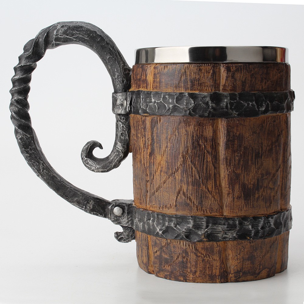 Large Capacity Simulation Wood Cup Beer Steins