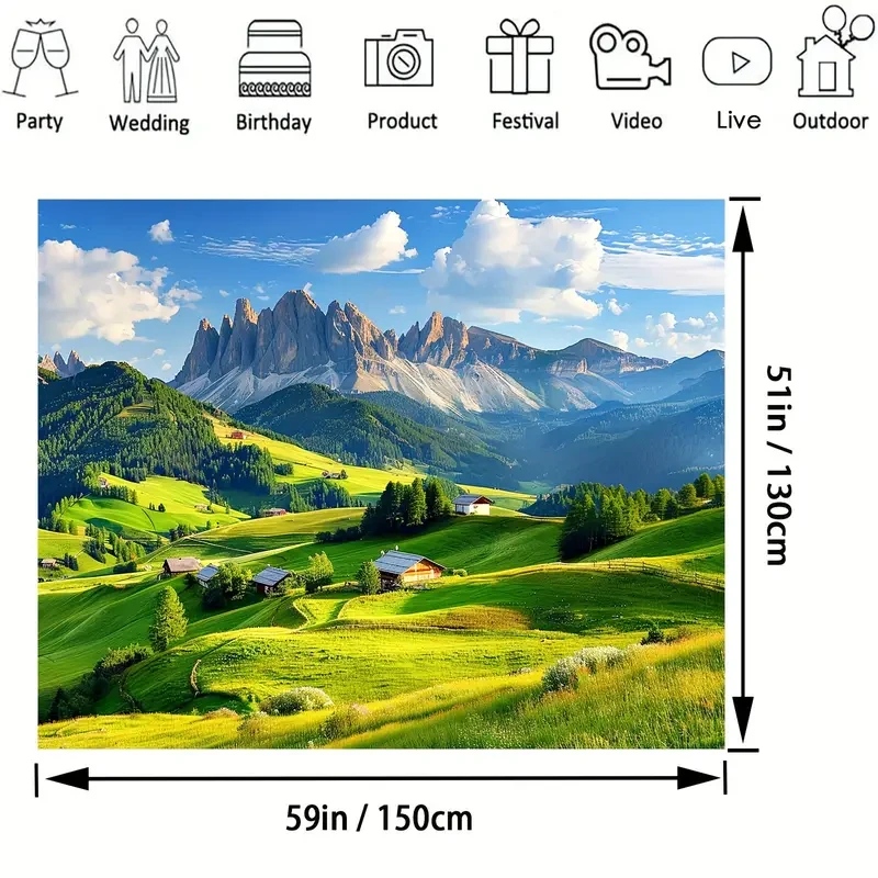 Versatile Mountain Landscape Tapestry - Blacklight Reactive Wall Hanging