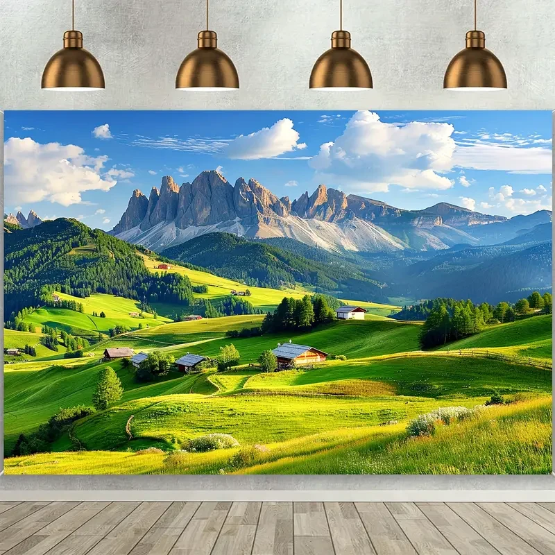Versatile Mountain Landscape Tapestry - Blacklight Reactive Wall Hanging