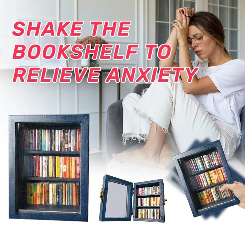 Shake Away Anxiety Bookshelf Mini Anti-Anxiety Bookshelf Ornament
