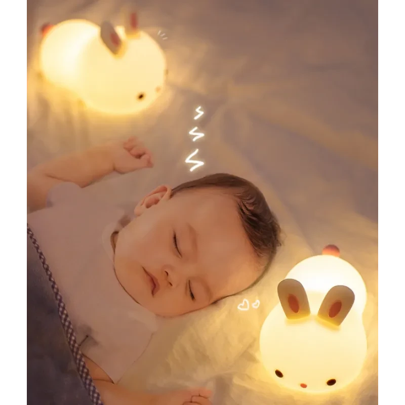 Rabbit Silicone Lamp - Pat Feeding Creative Night Light for Kids
