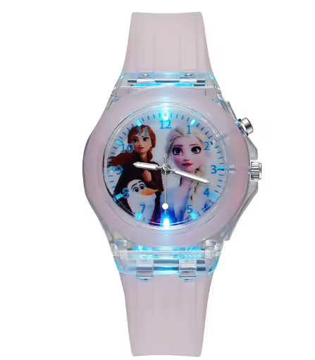 Disney Anime Toys Frozen Silicone Watch Elsa Anna Sophia Princess Luminous LED Children Watch Birthday Gift For Children1
