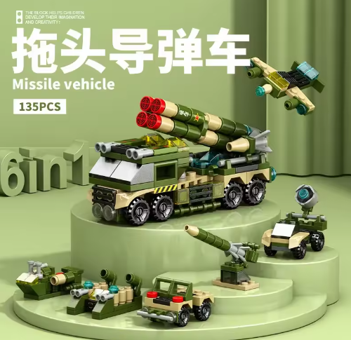 Cool DIY 6in1 Aircraft Carrier Helicopter Mortar Missile Armored Vehicle Building Blocks Kit Girls Bricks Movie Model Kids Toy