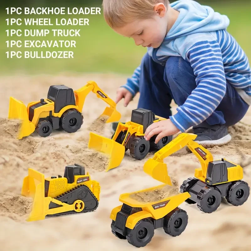 5-Pack Wind Powered Construction Toy Vehicles
