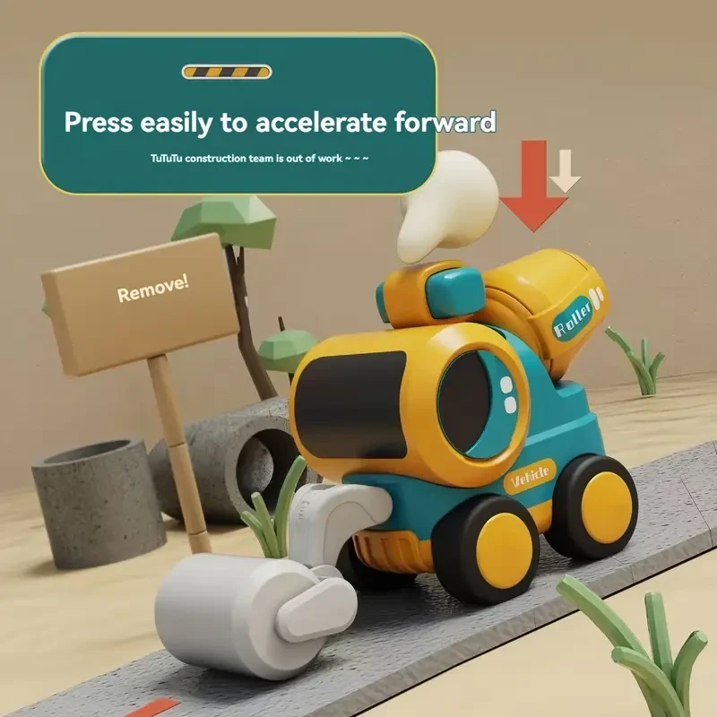 4-Pack Press and Go Engineering Vehicle Playset