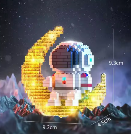 Knew built Luminous Astronaut Moon Micro brick Building Blocks Set Educational Toys LED Light Technology Bricks for Adults