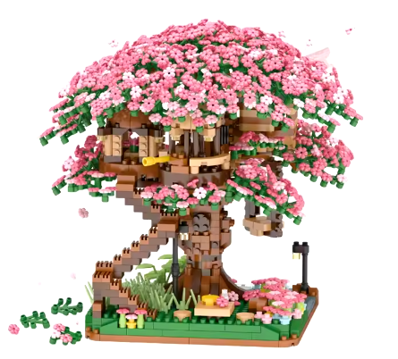 Mini Building Blocks Mini Sakura Tree House Model Building Blocks Desktop Botanical Decoration Toys For Children Gifts For Girls