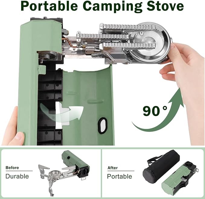 Orifesio Foldable 2600W Camping Stove  Portable Butane Stove with Windshield & Storage Bag for Camping, Hiking & Travel