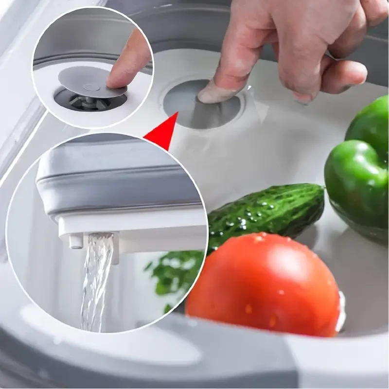 Collapsible Cutting Board With Colander Silicone Dish Tub Basket Space Saving Caravans Motorhomes Sink Washing Dish Camping Cooking Stove Sink Basket Dish Tub With Colander