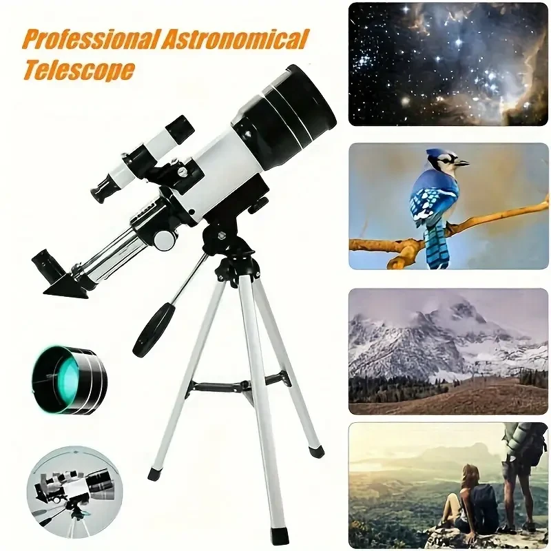 High-Power 90X Zoom Professional Astronomy Telescope with 70mm Objective Lens, Manual Focus, Portable with Tripod & Finder Scope for Deep Space Stargazing, Moon Viewing, and Outdoor Adventures for Astronomy Enthusiasts