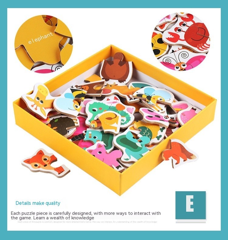 Wooden Early Education Enlightenment Toys Children's Large Matching Puzzle