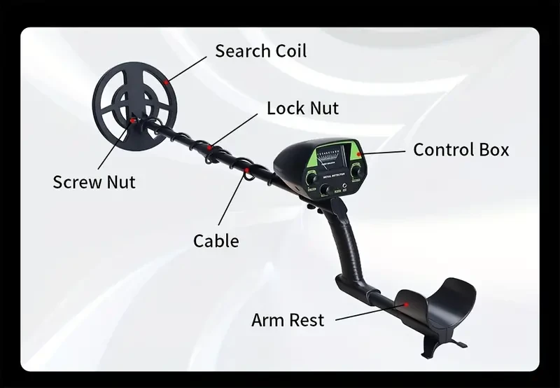 GTX5030 High-Precision Metal Detector for Adults - Waterproof Coil for Golden, Silvery & Copper Detection, Easy-to-Use Outdoor Treasure Hunting Tool with LCD Display, Battery-Powered (Batteries Not Included)