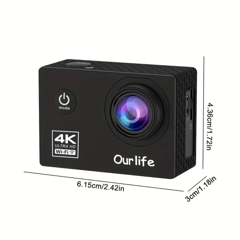 4K30FPS-Action Camera Ultra-high Definition Underwater Camera Outdoor Sports Camera With Wifi Comes With Waterproof Accessories, 32GB Memory Card