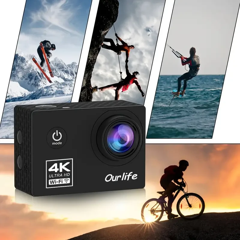 4K30FPS-Action Camera Ultra-high Definition Underwater Camera Outdoor Sports Camera With Wifi Comes With Waterproof Accessories, 32GB Memory Card