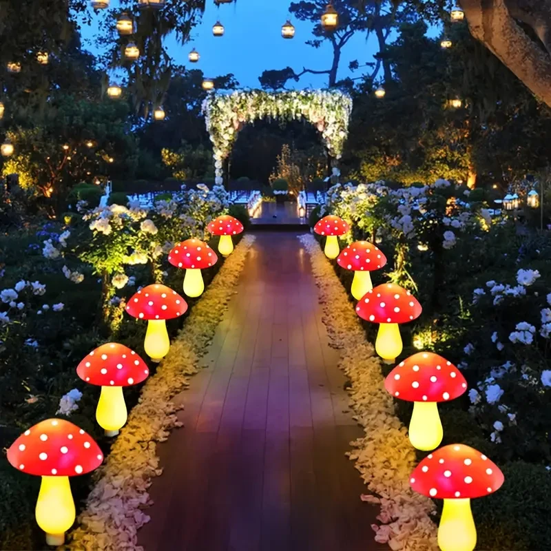 8pcs Solar Mushroom Lights  Outdoor Garden Pathway Decor, 8 Modes, IP65 Waterproof