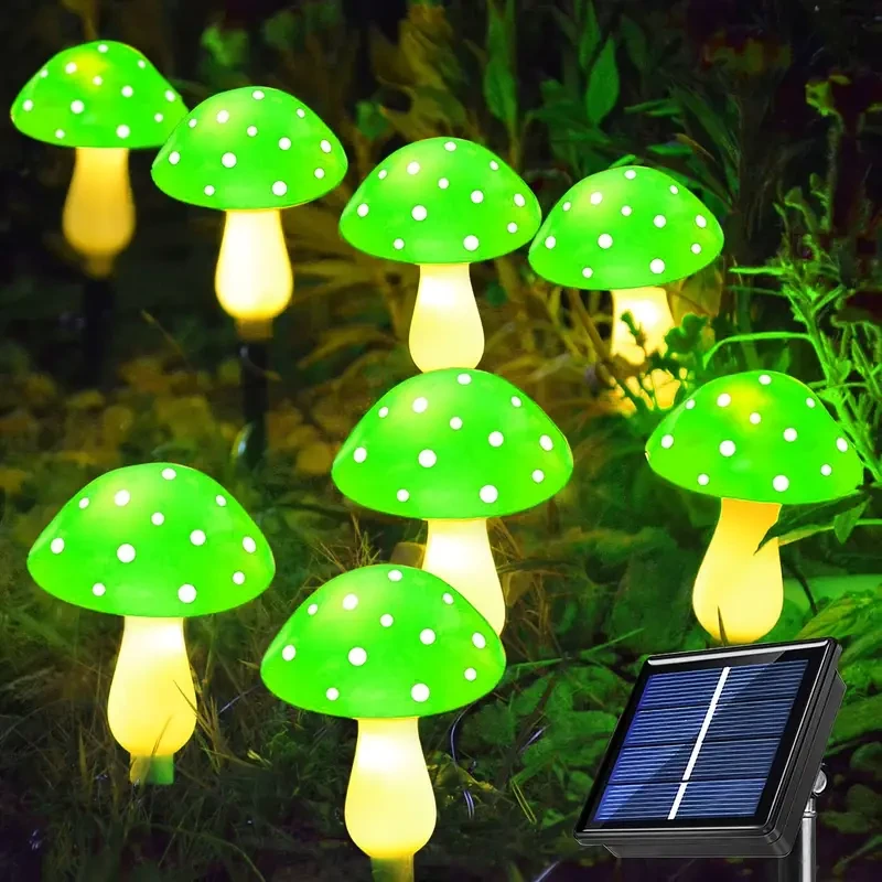 8pcs Solar Mushroom Lights  Outdoor Garden Pathway Decor, 8 Modes, IP65 Waterproof