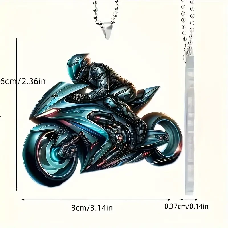 Motorcycle Acrylic Hanging Ornament  2D Sports Bike Keychain & Rearview Mirror Decor