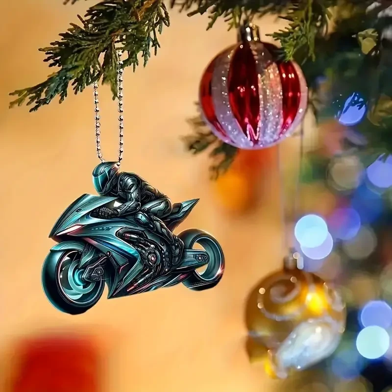 Motorcycle Acrylic Hanging Ornament  2D Sports Bike Keychain & Rearview Mirror Decor