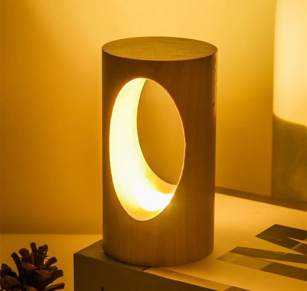 Solid in wood LED reading lamp