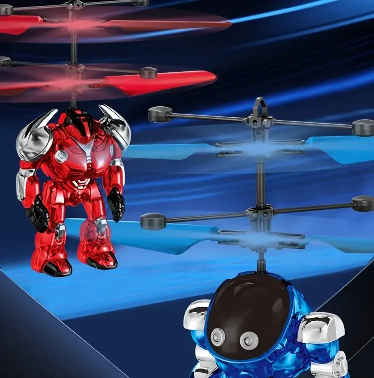 Interactive Mech Warrior Sensing Aircraft Glowing Flying Toy with Advanced Sensors