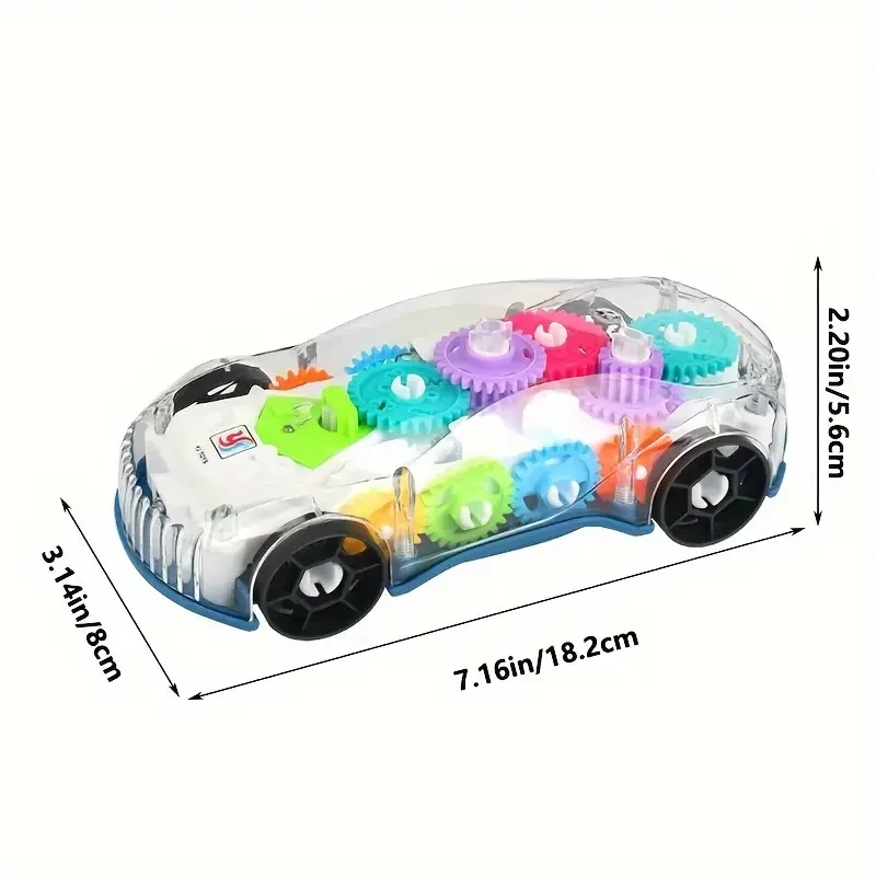 360 Rotating Transparent Car Toy Car, Colorful Lights, Cool Music, As Christmas Gift, Birthday Gift, Halloween Gift, Without Battery.