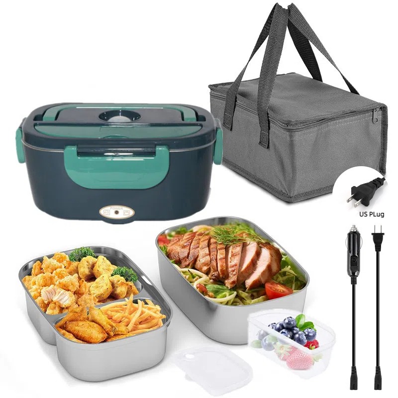 HOMEFISH 1.5L Electric Lunch Box Food Warmer  Portable 60W Food Heater with Leak-Proof 304 Stainless Steel Liner