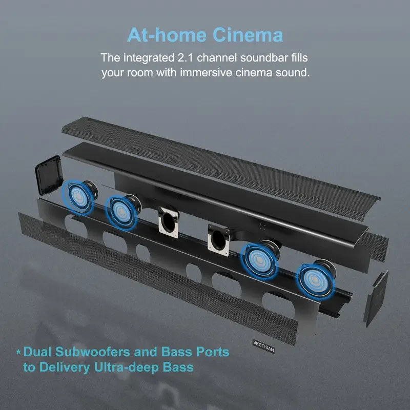 BESTISAN SE02 Sound Bar - 100 Watt HD-ARC with Built-In Subwoofer