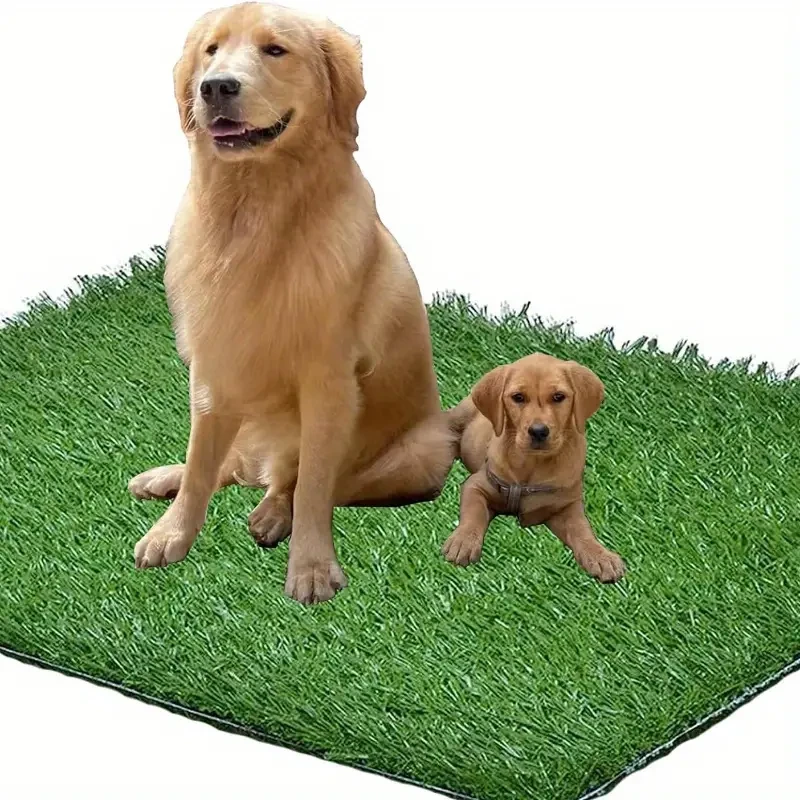 Leak-Proof Washable Dog Potty Tray with 3-Layer System - Indoor/ Outdoor Puppy Training Pad, Durable Plastic Litter Box (Includes 20X16 Inch Grass Mat) - Washable Dog Pee Pad Tray