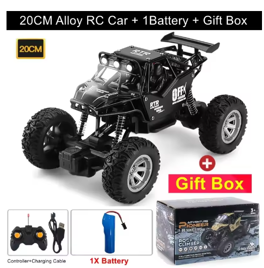 1:16 4WD RC Car With Led Lights Remote Control Cars Buggy Off Road 4x4 Radio Control Alloy Trucks Boys Toys for Children