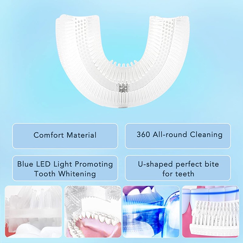 U-Shaped Ultrasonic Childrens Electric Toothbrush  360 Whitening Silicone Automatic Toothbrush