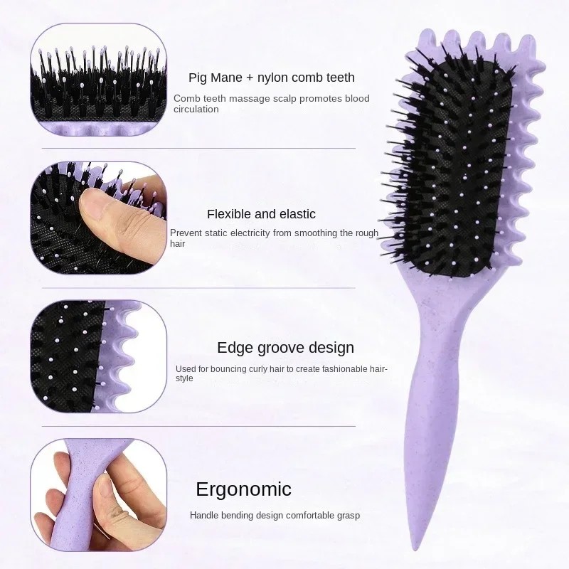 Women's Hollow Curly Hair Comb  Multi-Functional Anti-Static Scalp Massage