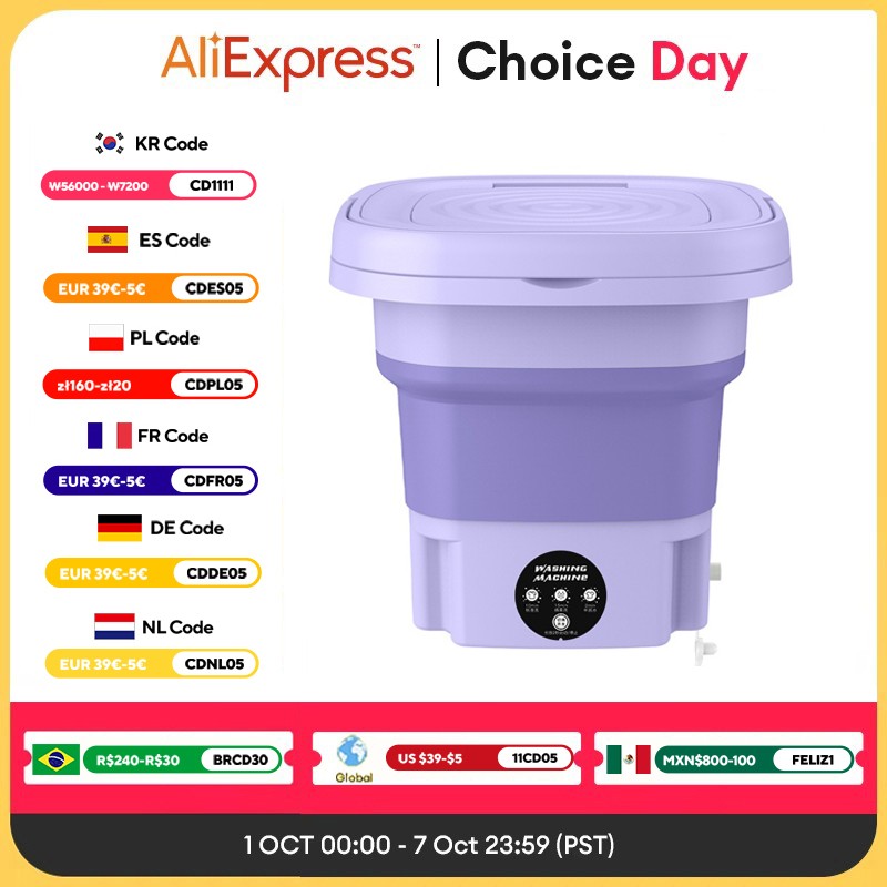 8L Portable Foldable Washing Machine with Spin Dryer