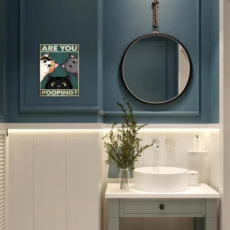 Funny Cat 'Are You Pooping?' Canvas Wall Art - Perfect for Home, Hotel Bathrooms & Restrooms