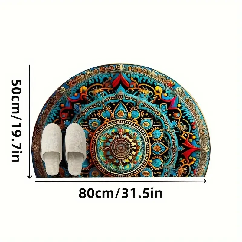 Vibrant Bohemian Mandala Semi-Circle Doormat