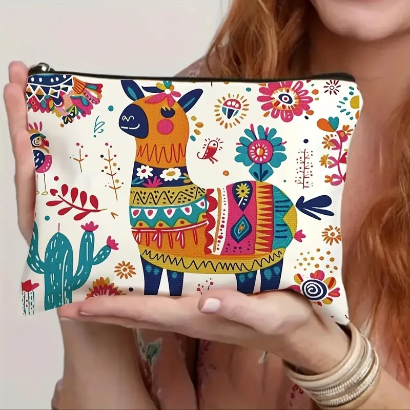 Chic Canvas Cosmetic Bag with Zipper  Lightweight & Foldable Travel Makeup Pouch