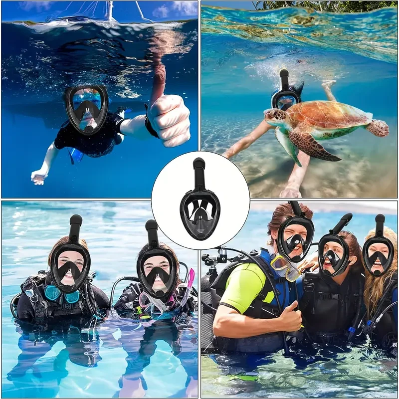 Full Face Snorkeling Mask With Panoramic View, Safe Breathing, Anti-Fog, Anti-Leakage And Camera Retention-Perfect For Adults And Swimmers Alike