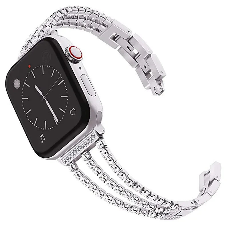 Metal diamond smart watch strap