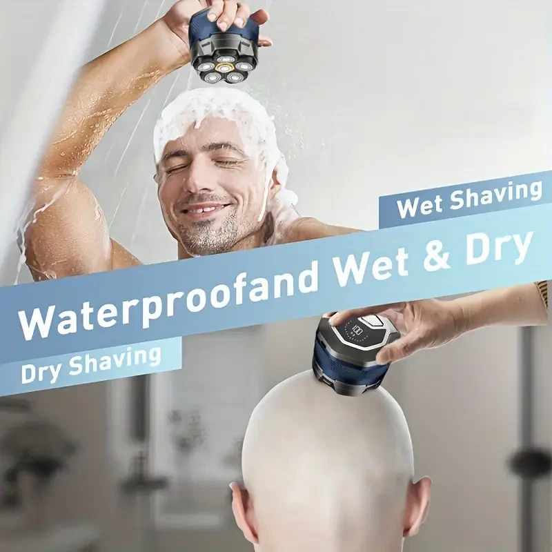 USB Rechargeable Men's Electric Shaver with Floating Blade Head - Wet/Dry, 6-Speed, High Power, Long Battery Life