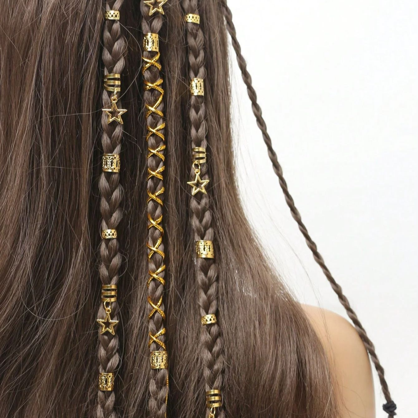 36pcs Star Hair Rings Beads, Braiding Clips, Dreadlock Cuffs & Metal Hair Accessories