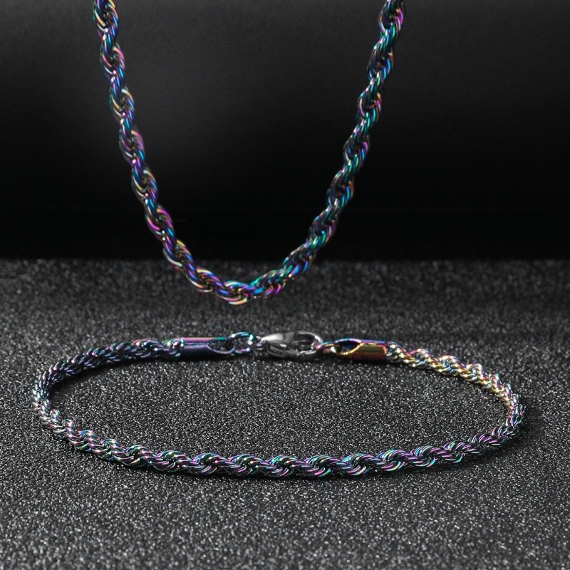 2pcs Twist Chain Necklace & Bracelet Jewelry Set  Elegant Matching Accessories