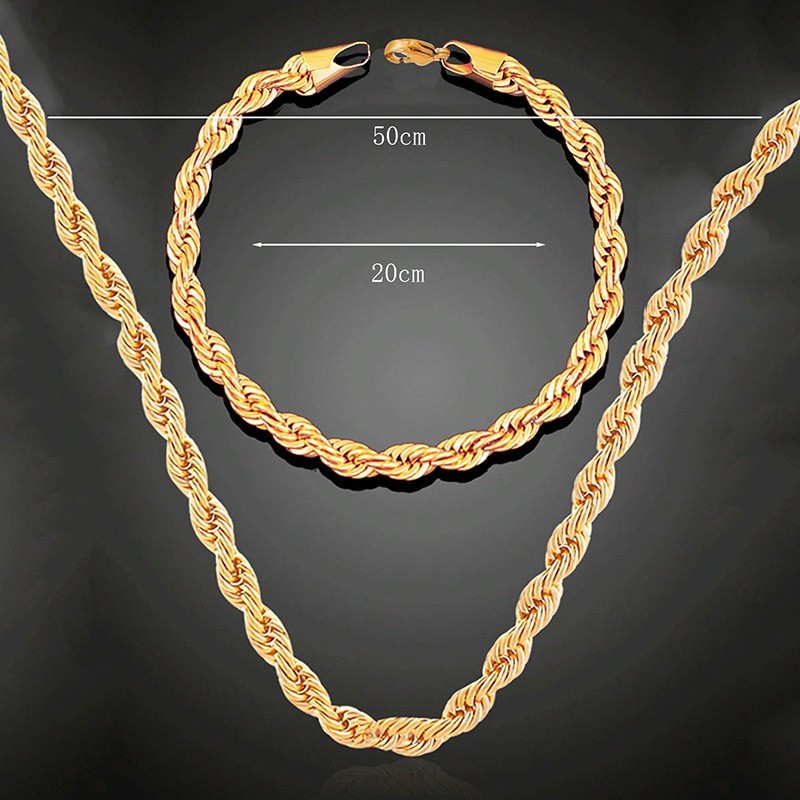 2pcs Twist Chain Necklace & Bracelet Jewelry Set  Elegant Matching Accessories