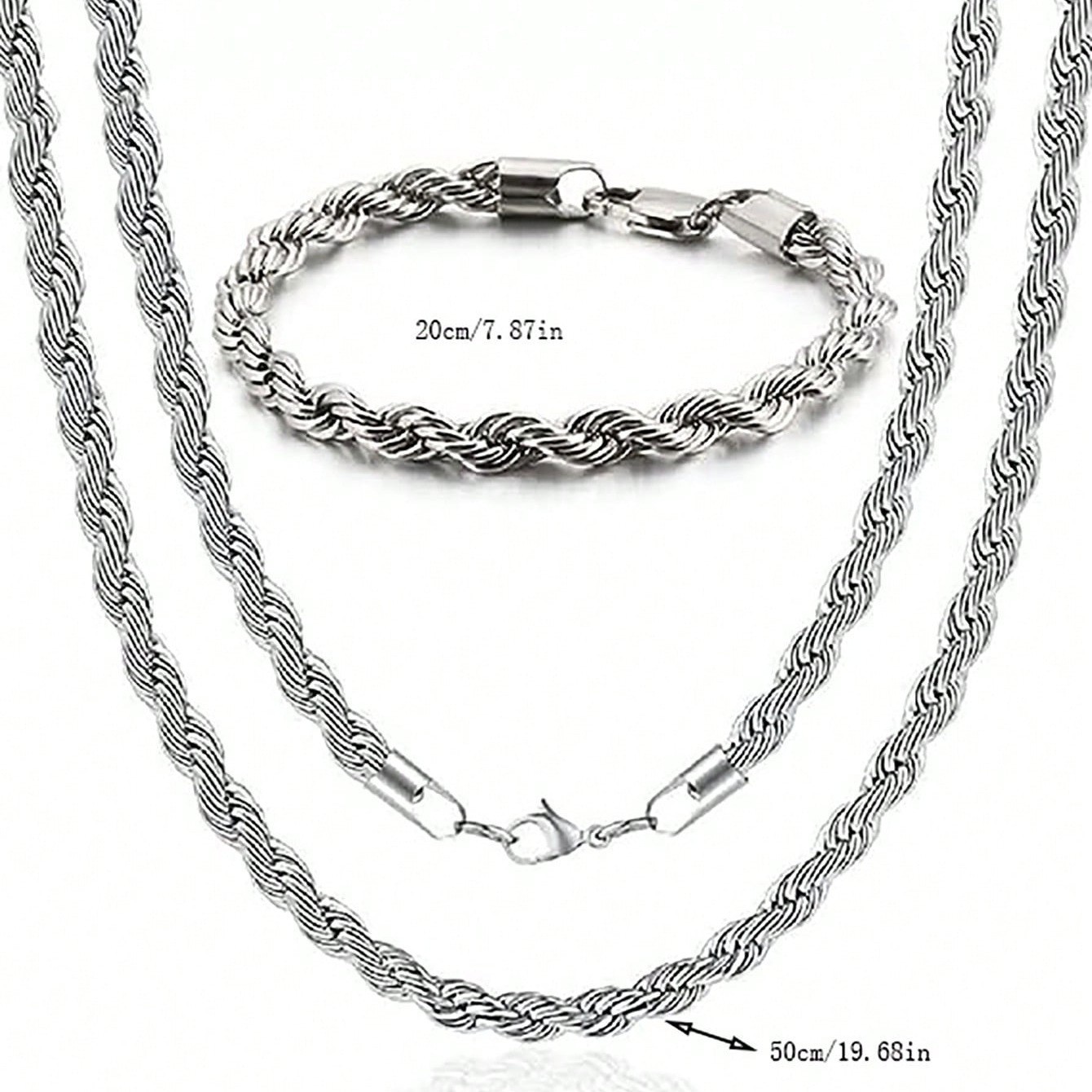 2pcs Twist Chain Necklace & Bracelet Jewelry Set  Elegant Matching Accessories