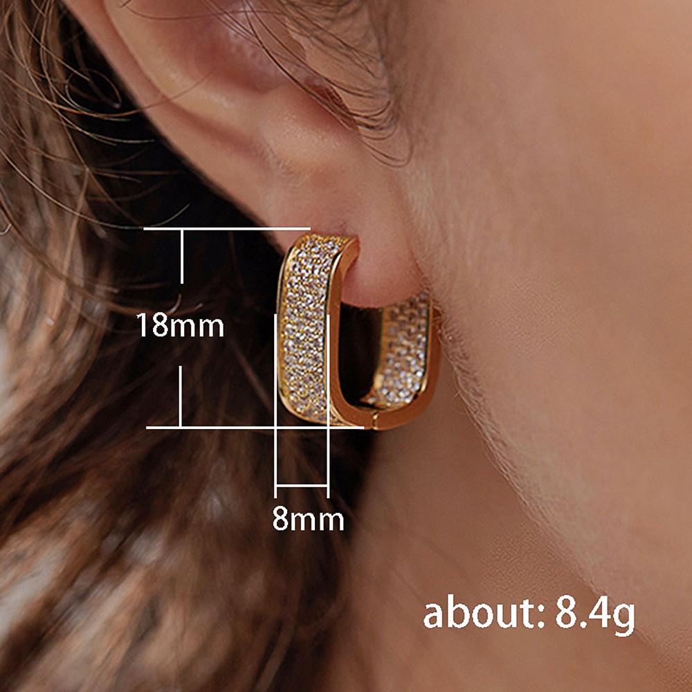 Huitan Korean Fashion CZ Hoop Earrings Silver/Gold Metal Hoops for Women