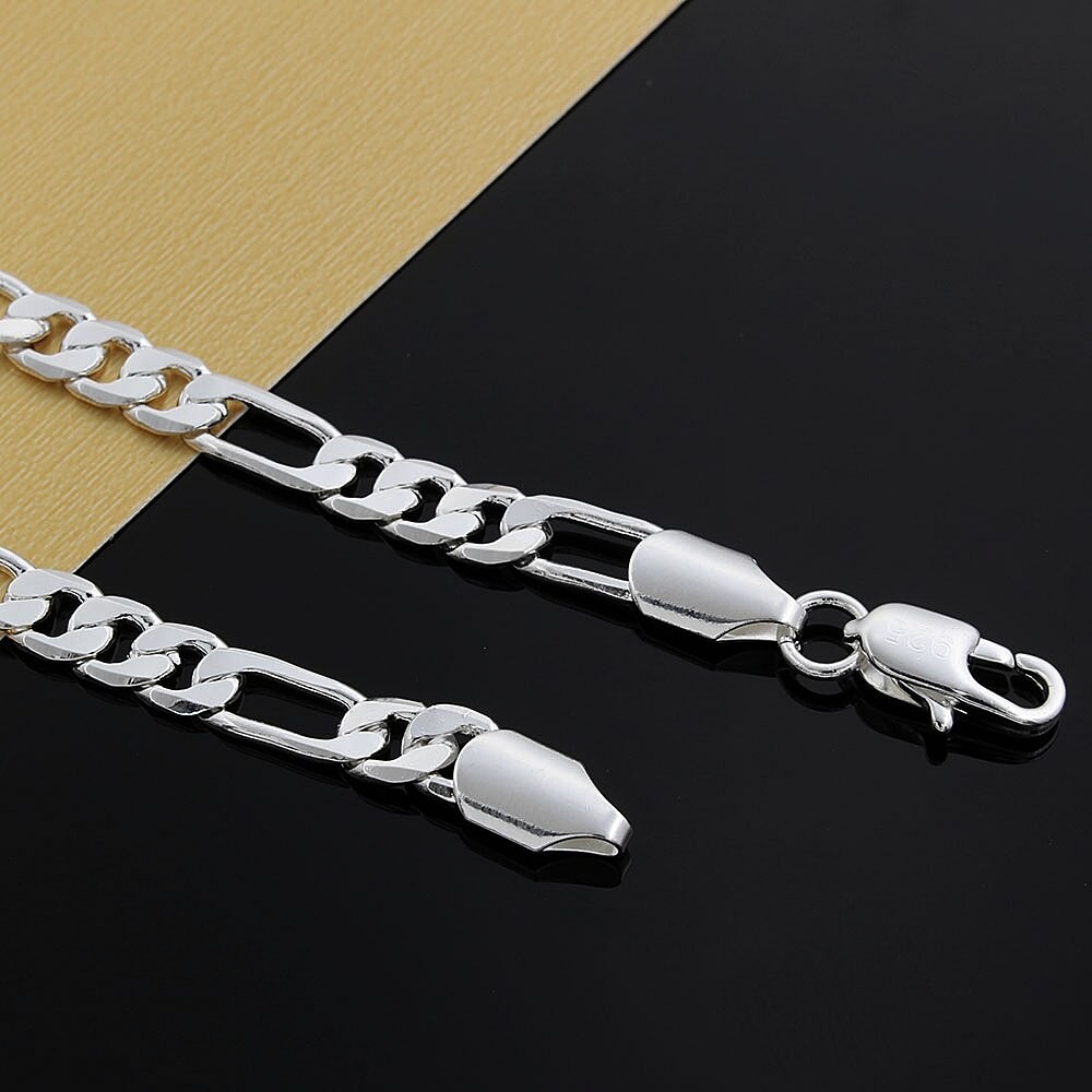 6mm Flat Silver Chain Necklace High-Quality Unisex Fashion Jewelry