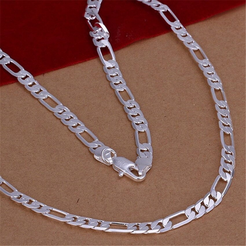 6mm Flat Silver Chain Necklace High-Quality Unisex Fashion Jewelry