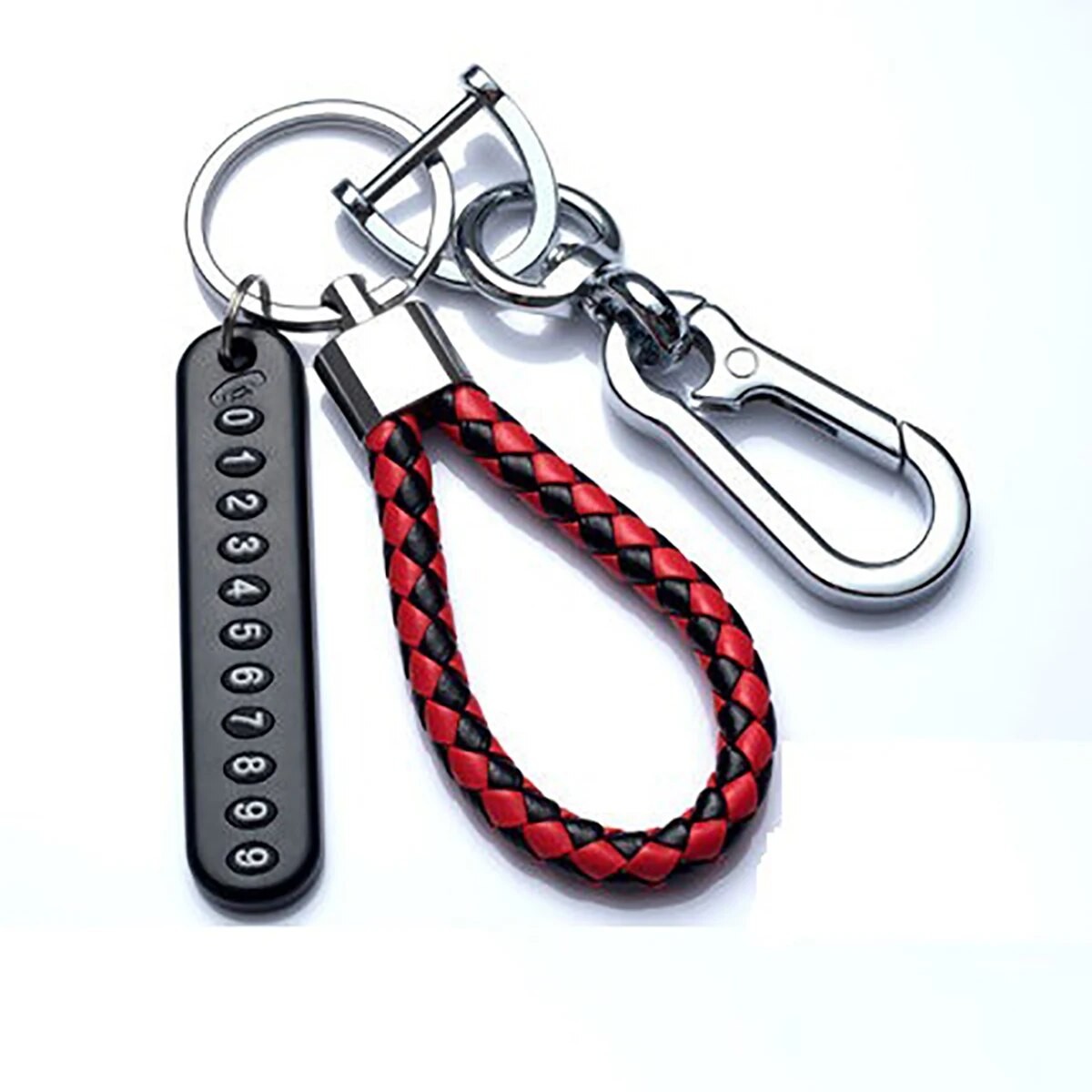 DIY Mobile Number Plate Keychain Punk Woven Leather Anti-Lost Car Keychain for Men