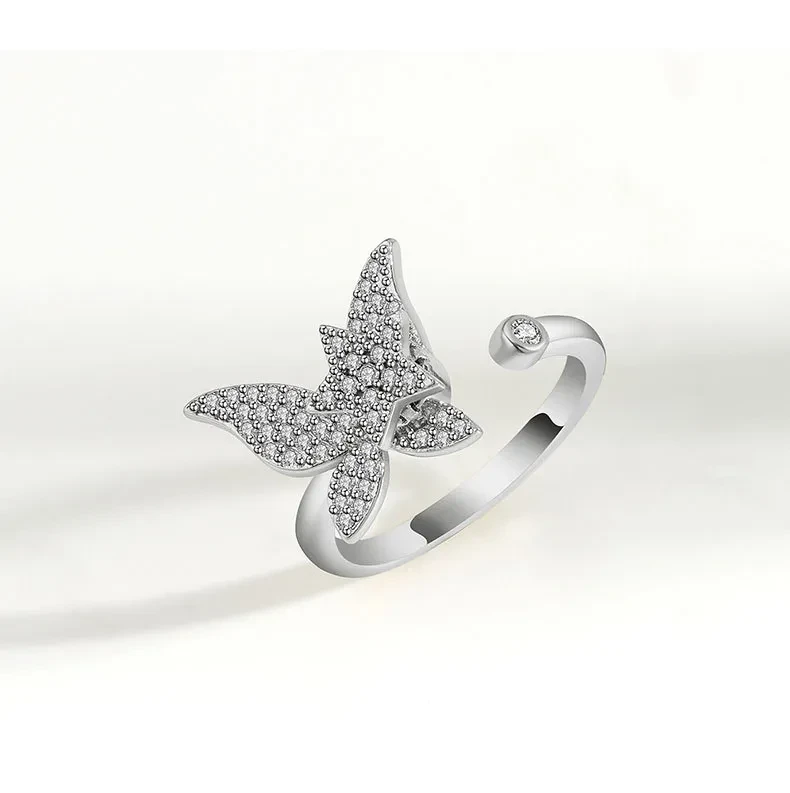 Golden Butterfly Spinning Ring Female